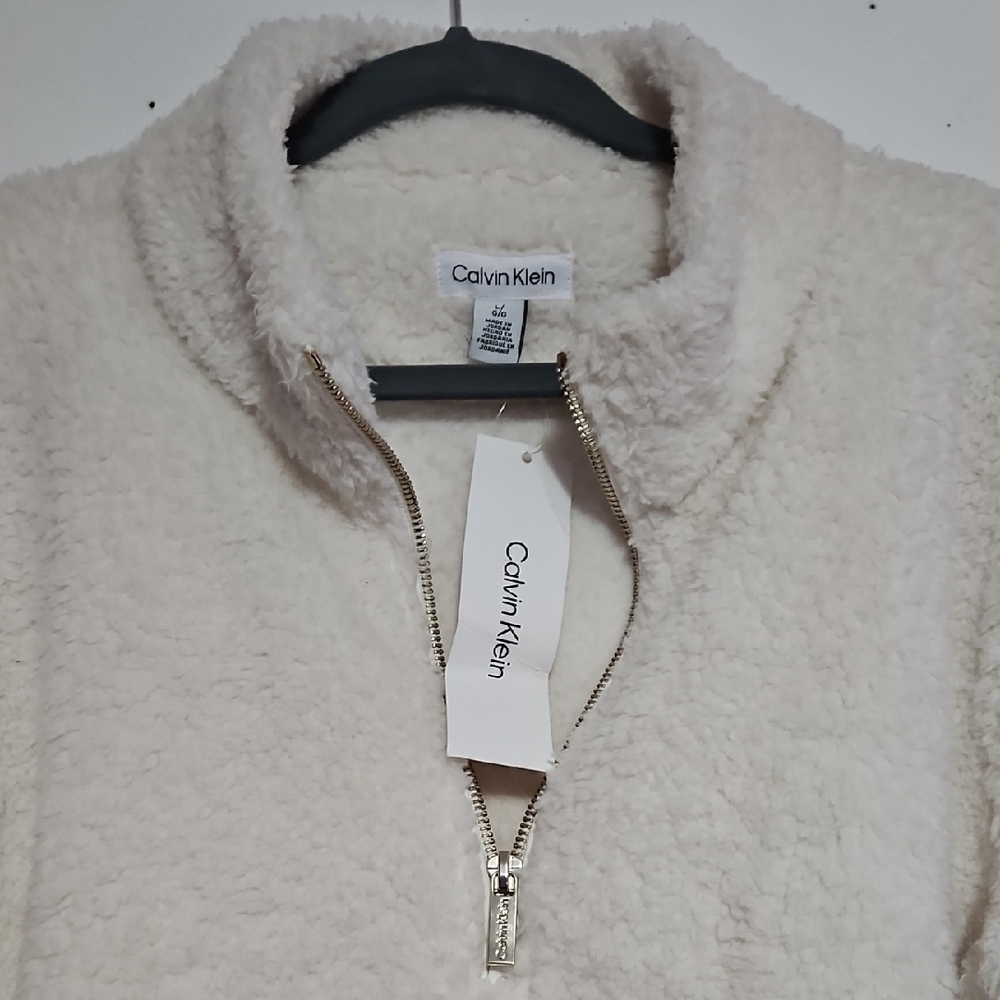 Calvin Klein Cream Fleece Zip-Up - Picture 3 of 8
